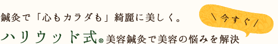 鍼灸で「心もカラダも」綺麗に美しく。ハリウッド式®美容鍼灸で美容の悩みを解決